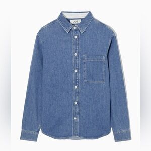 COS cotton and linen-blend denim button down shirt